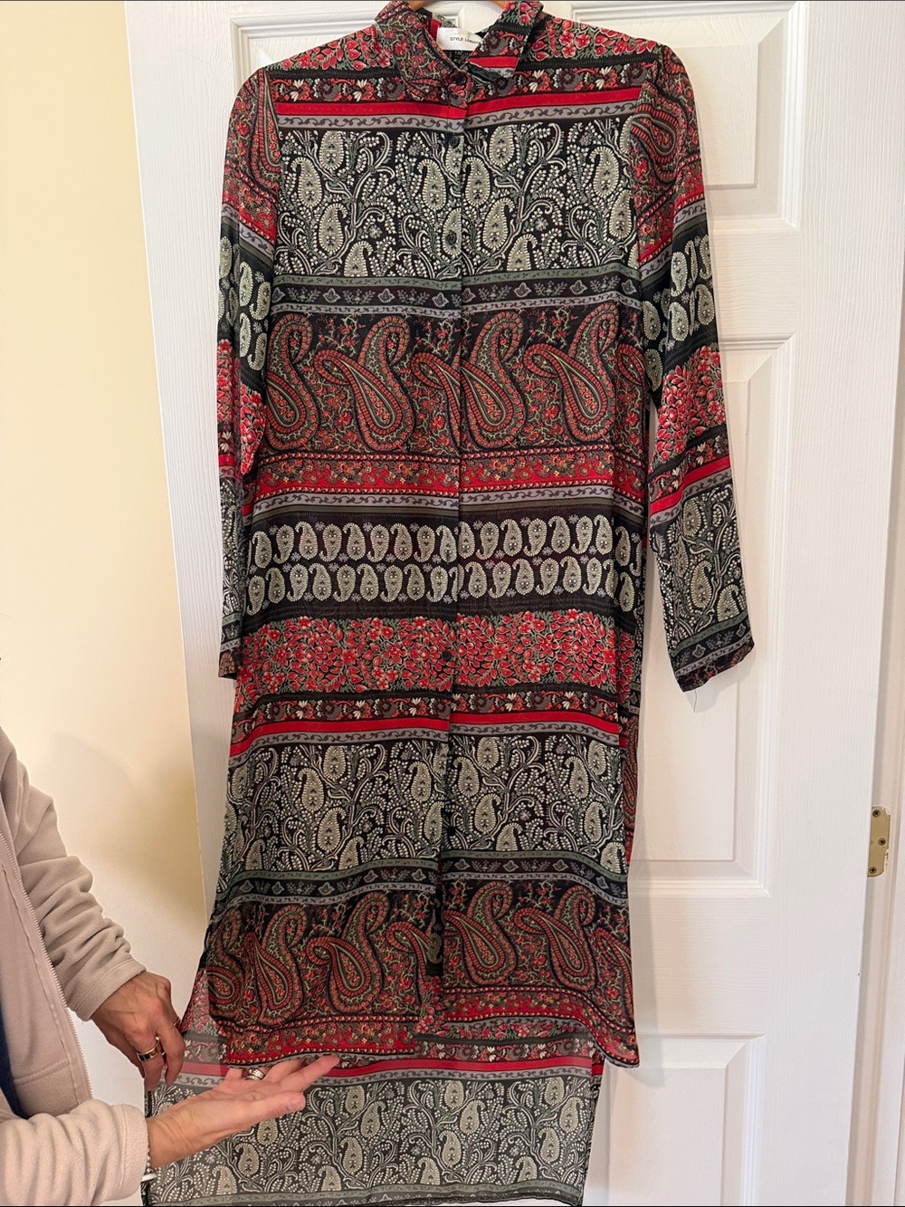 Style London Shirt Dress High-low Size Small Paisley Print